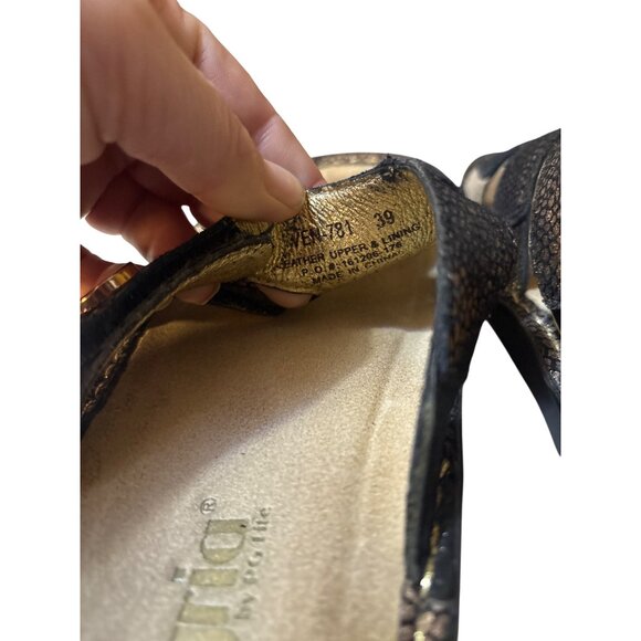 Alegria By PG Lite Womens Black Slip-On Sandals With Adjustable Straps & Gold Ac - Picture 5 of 7